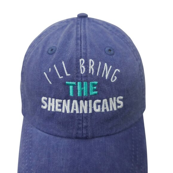 Adams Ill Bring The Shenanigans Leather Tuck Strap Cap Cool Crown Baseball Hat - Picture 7 of 14